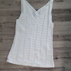 GAP Women's Sweater Vest Sz M White Ivory Knit Tank Top